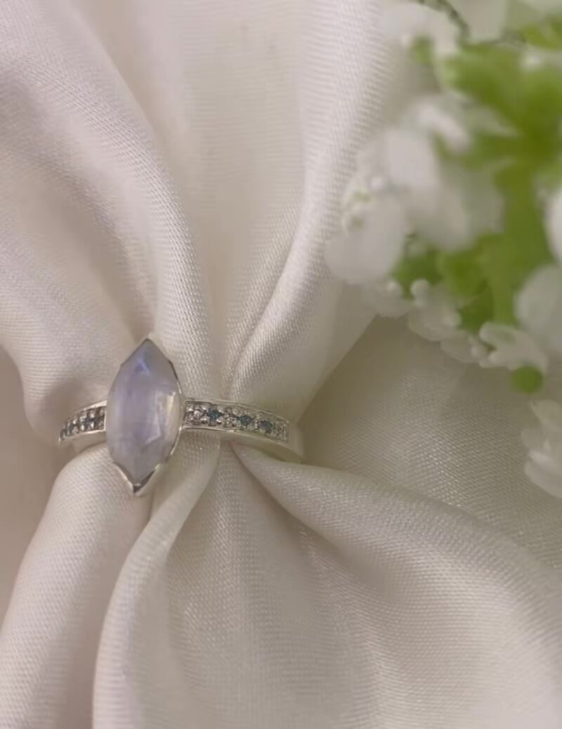Moonstone Marquise Pave Channel Ring - Image 2