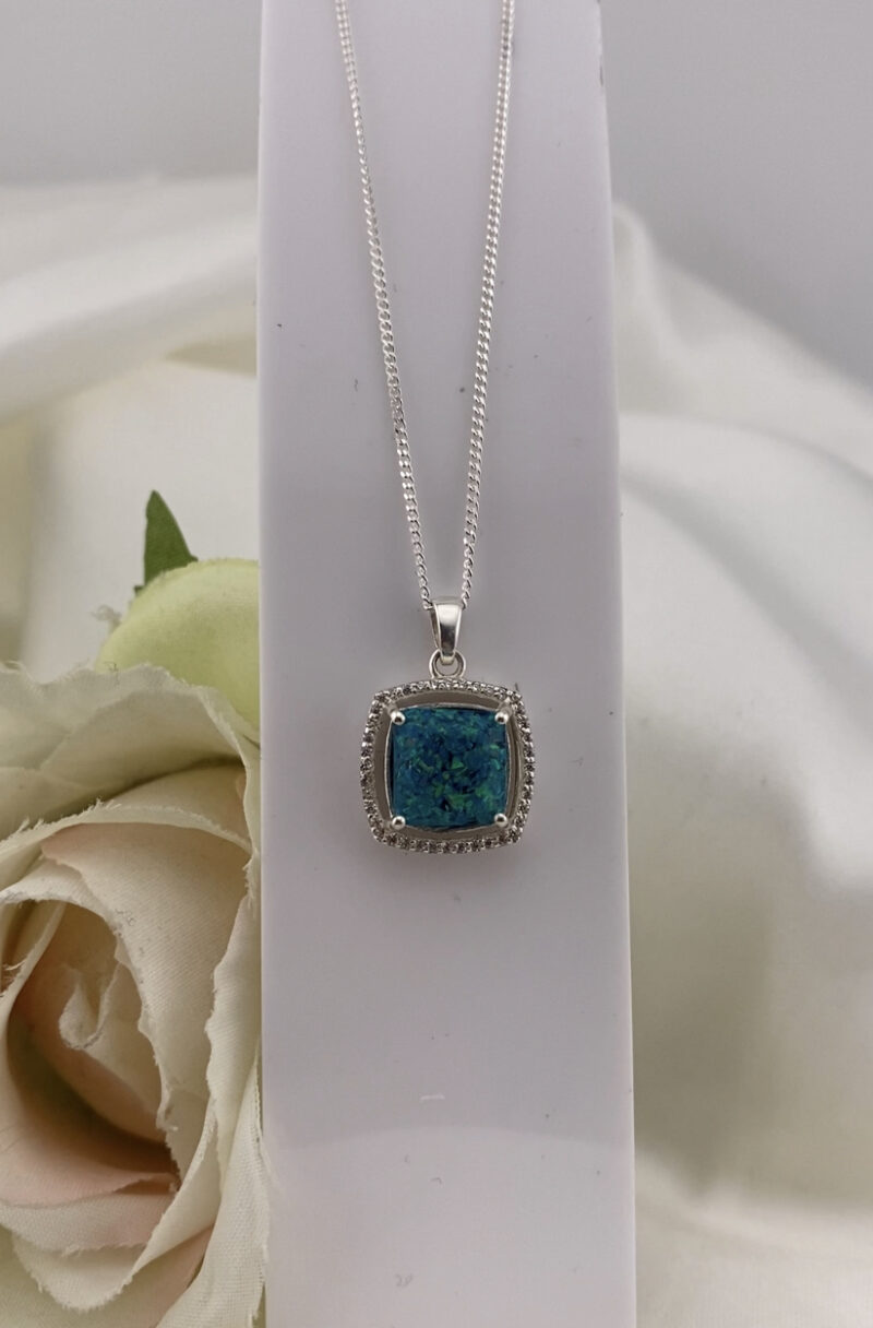 Memorial Floating Cushion Ashes & Opal Pendant - Image 3