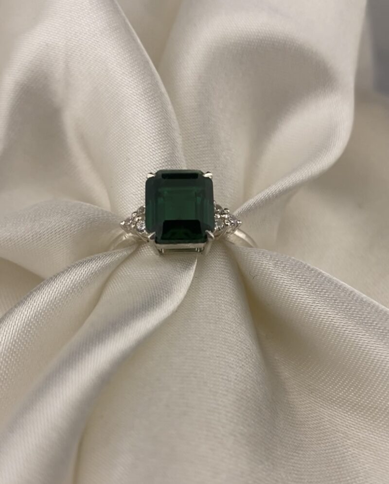 Emerald Cut Trinity Cluster Ring - Image 7