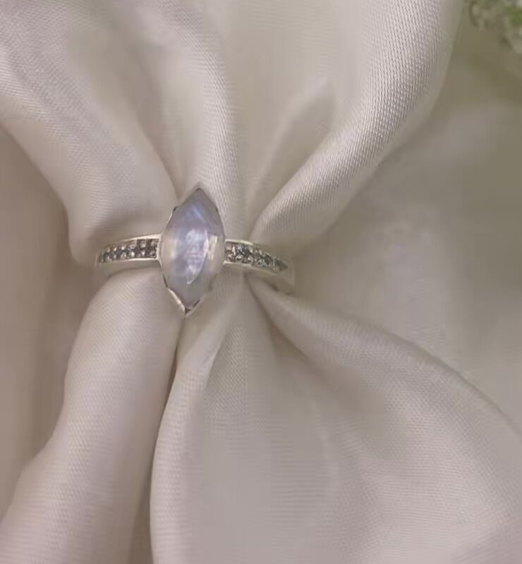 Moonstone Marquise Pave Channel Ring