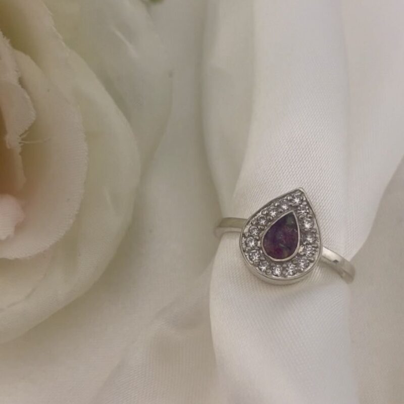 Memorial Curved Teardrop Ring