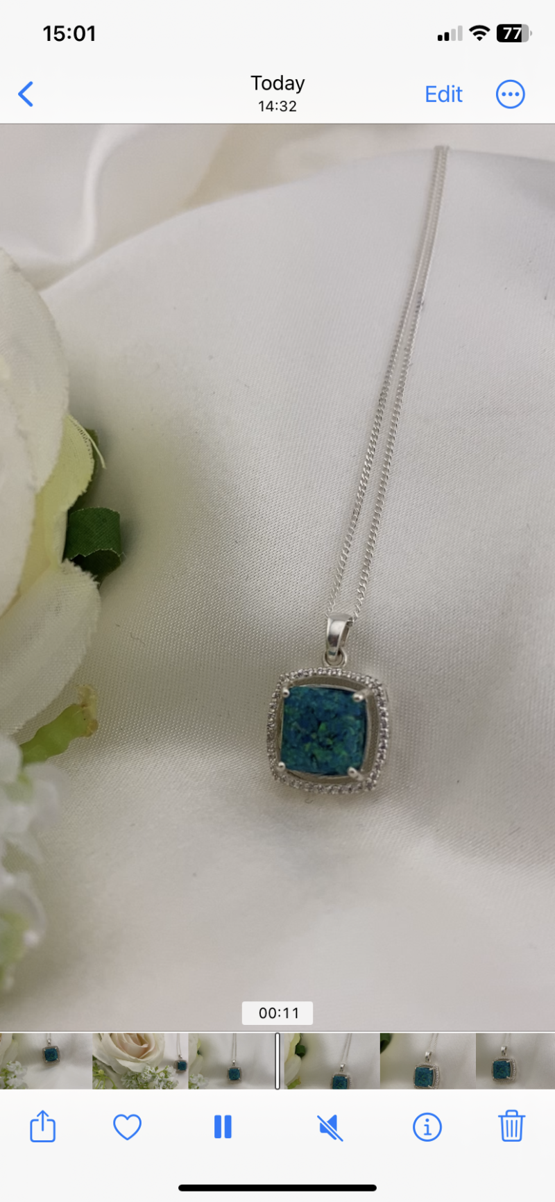 Memorial Floating Cushion Ashes & Opal Pendant - Image 5