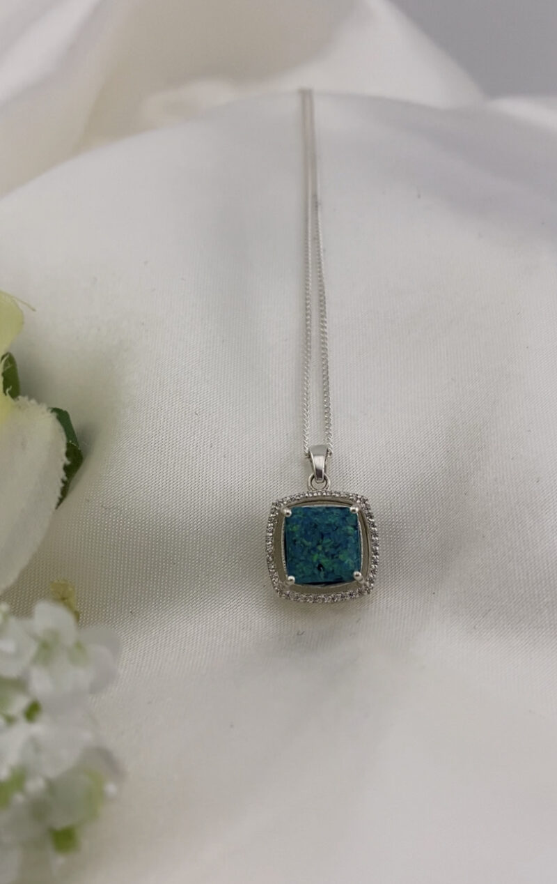 Memorial Floating Cushion Ashes & Opal Pendant - Image 4