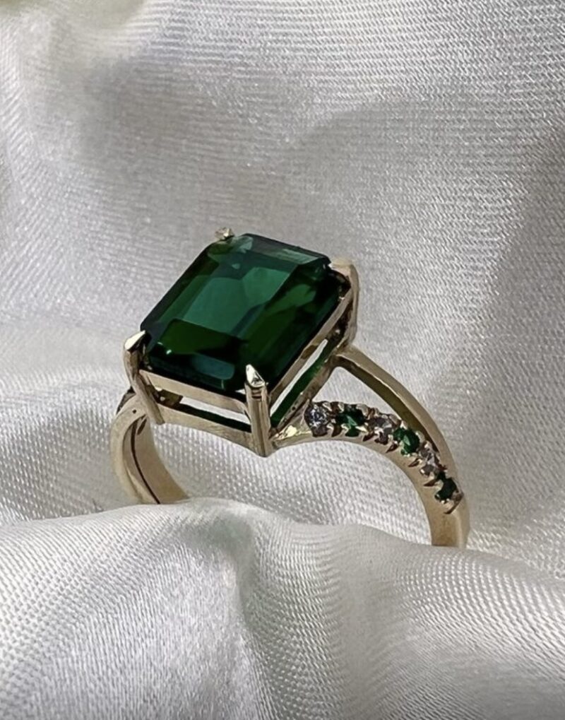 Emerald Cut Accent Split Ring - Image 6