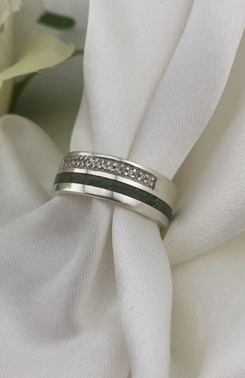 Double Inlay Opal And Stone Band