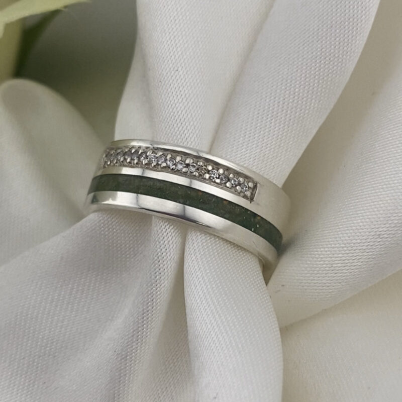 Double Inlay Opal And Stone Band