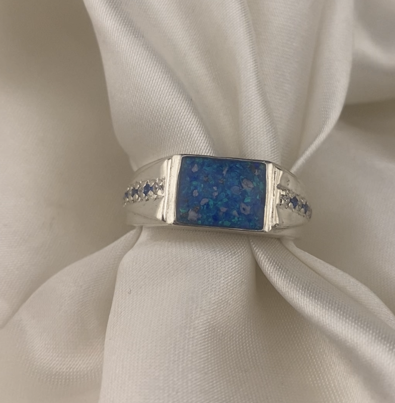 Memorial Pave Accent Signet Ring