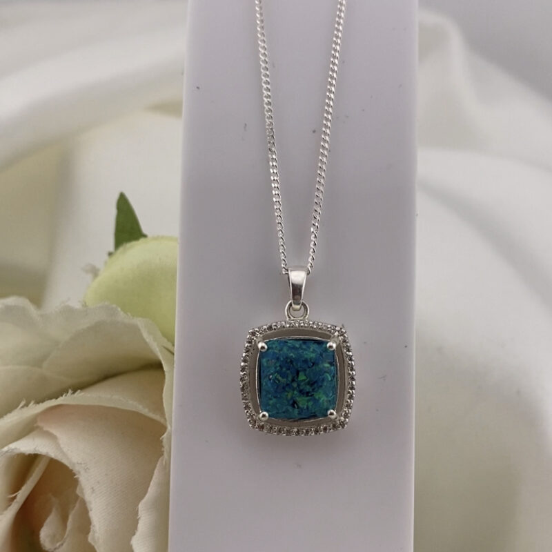 Memorial Floating Cushion Ashes & Opal Pendant