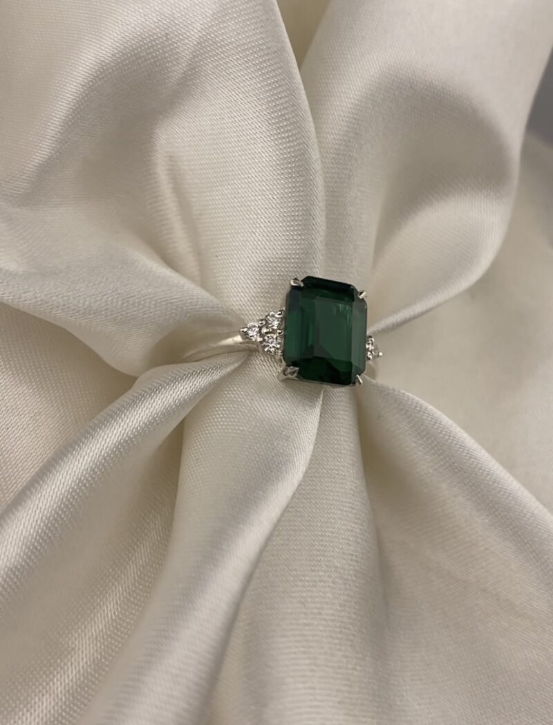 Emerald Cut Trinity Cluster Ring - Image 6