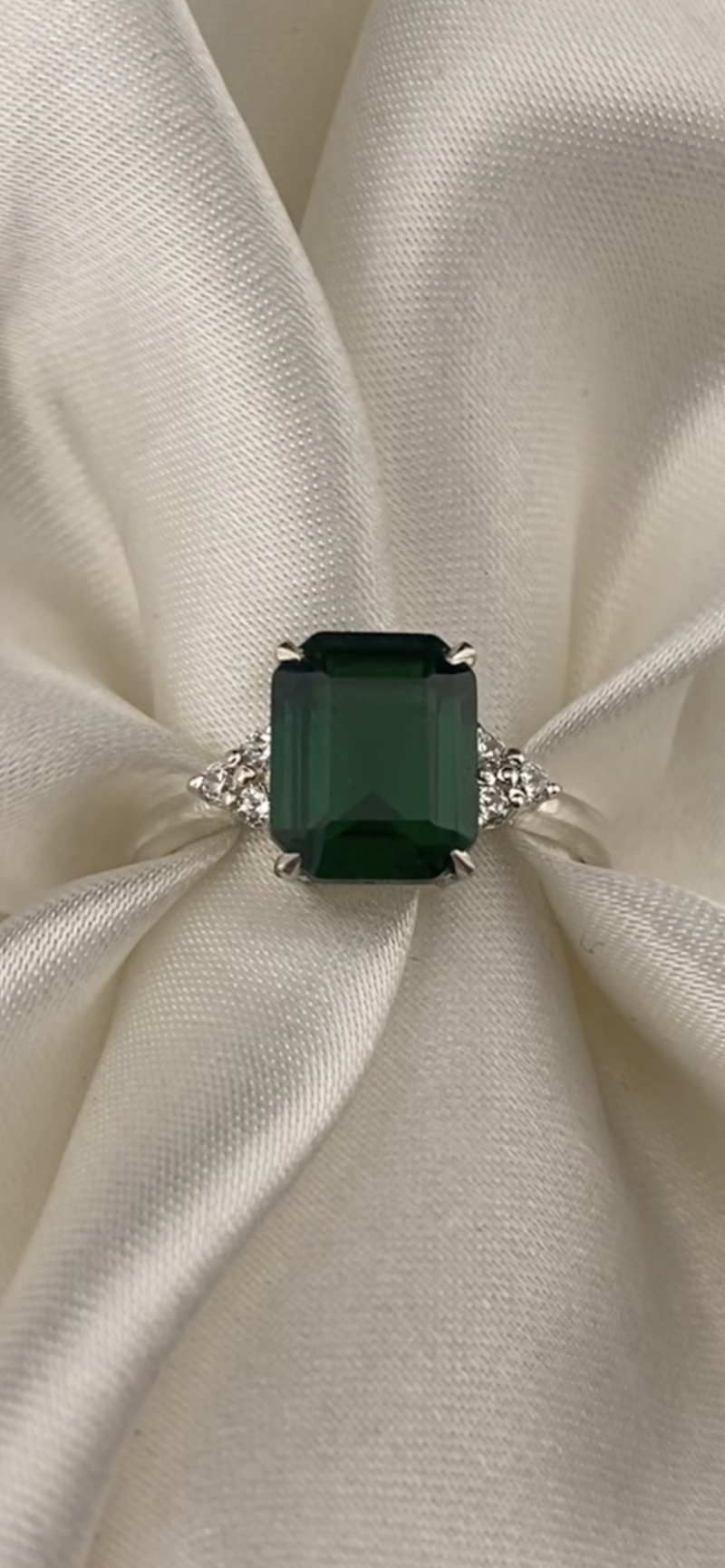 Emerald Cut Trinity Cluster Ring
