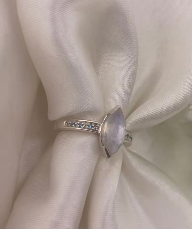 Moonstone Marquise Pave Channel Ring - Image 3
