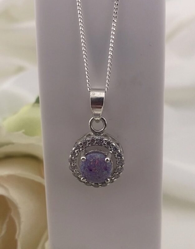 Floating Halo Ashes & Opal Pendant