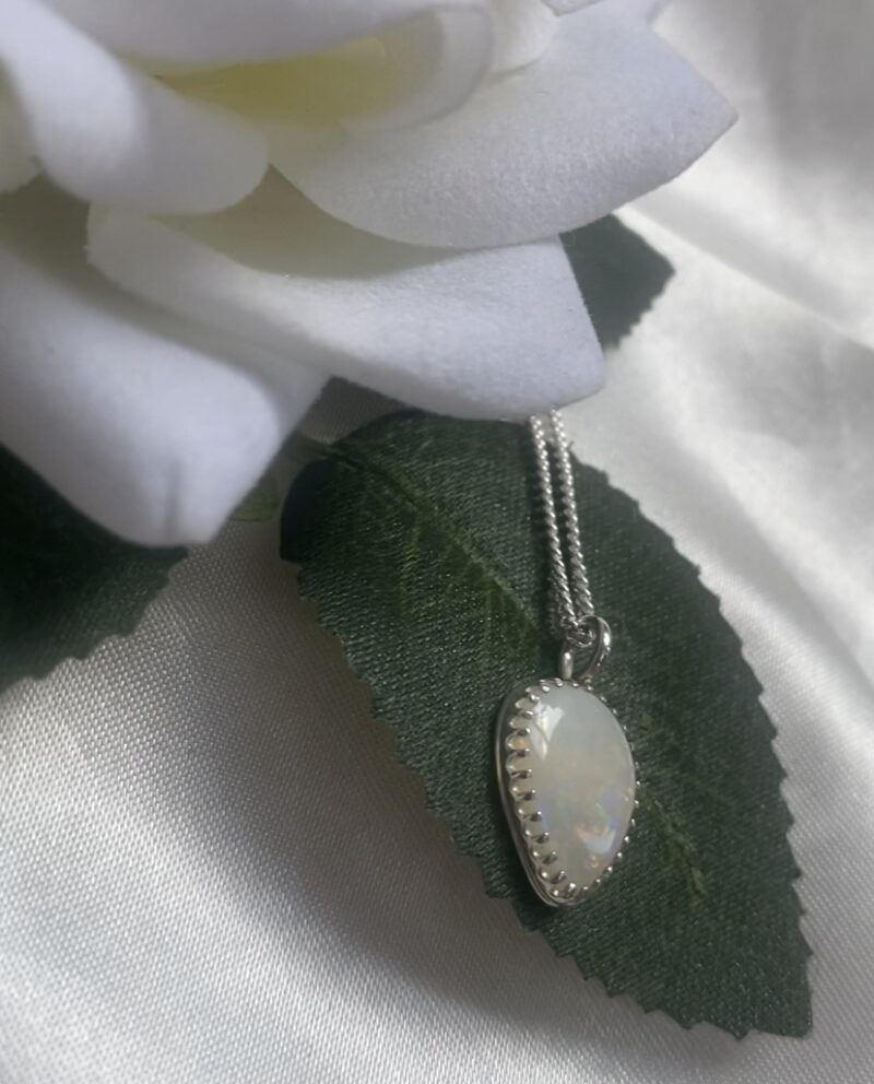Sterling Silver 925 Mintabie Australian Opal Pendant - Image 3
