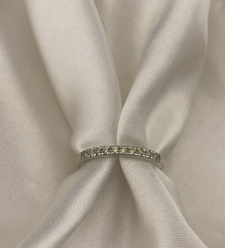 Sterling Silver 925 Peridot Half Eternity Pave Ring- Size P