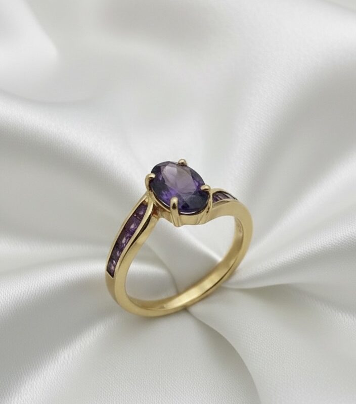 Oval Offset Encased Remembrance Ring