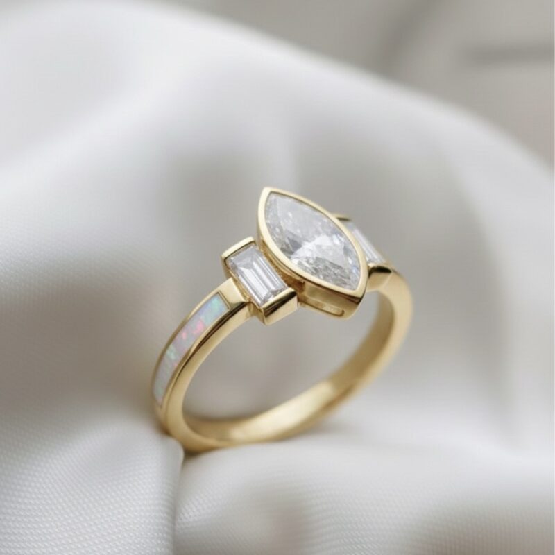Marquise Baguette Encased Remembrance Ring