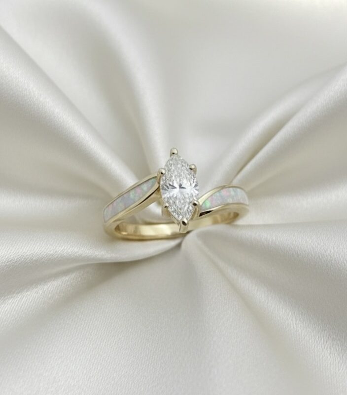 Marquise Offset Encased Remembrance Ring