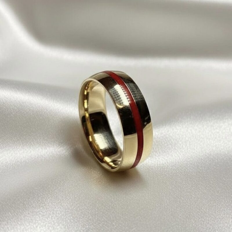 8mm Central Narrow Inlay Encased Remembrance Band