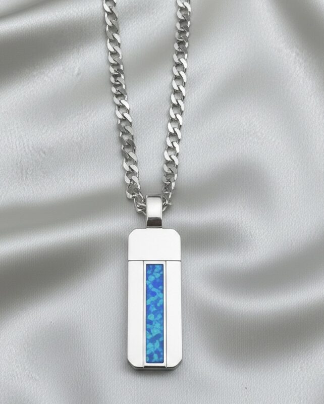 Rectangle Inlay Encased Remembrance Pendant