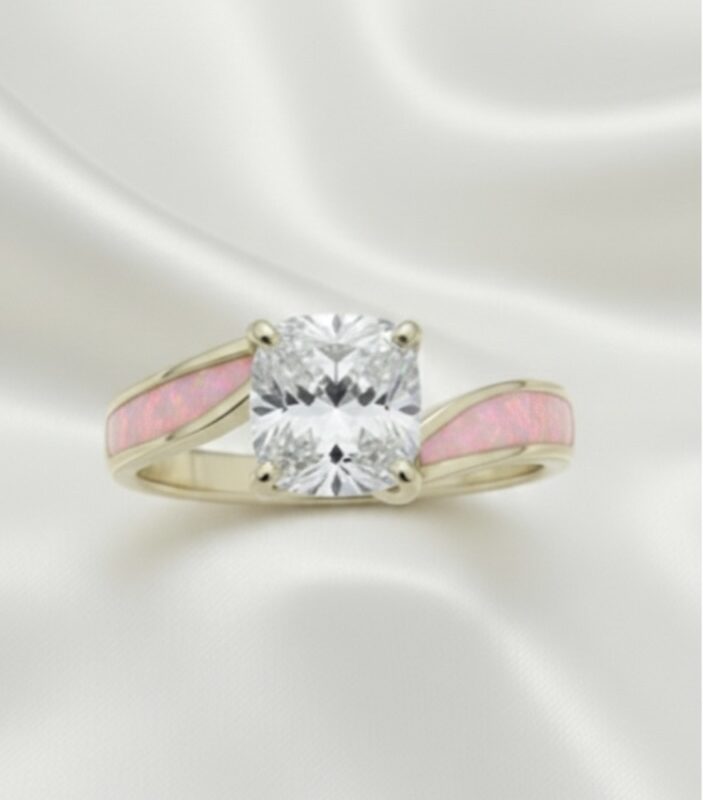 Cushion Offset Encased Remembrance Ring