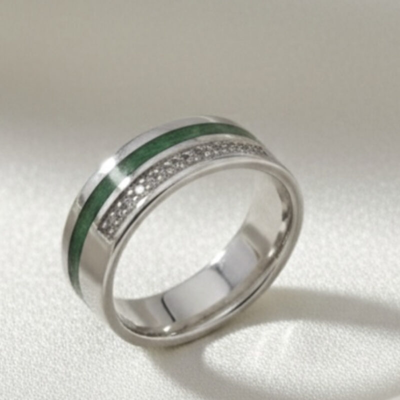 8mm Double Channel Encased Remembrance & Pave Band