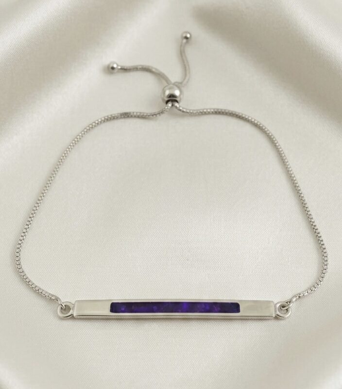 Sterling Silver 925 Slider Bar Encased Rememberance Bracelet