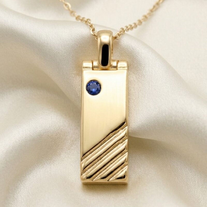 Solitaire Accent Sacred Remembrance Bar Pendant