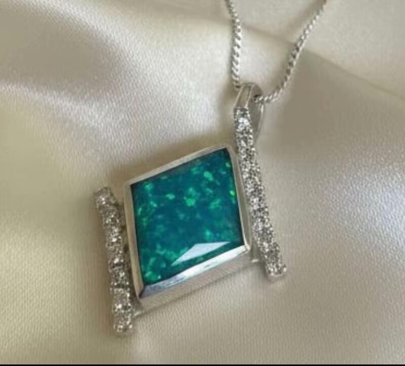 Offset Square Encased Remembrance Pendant